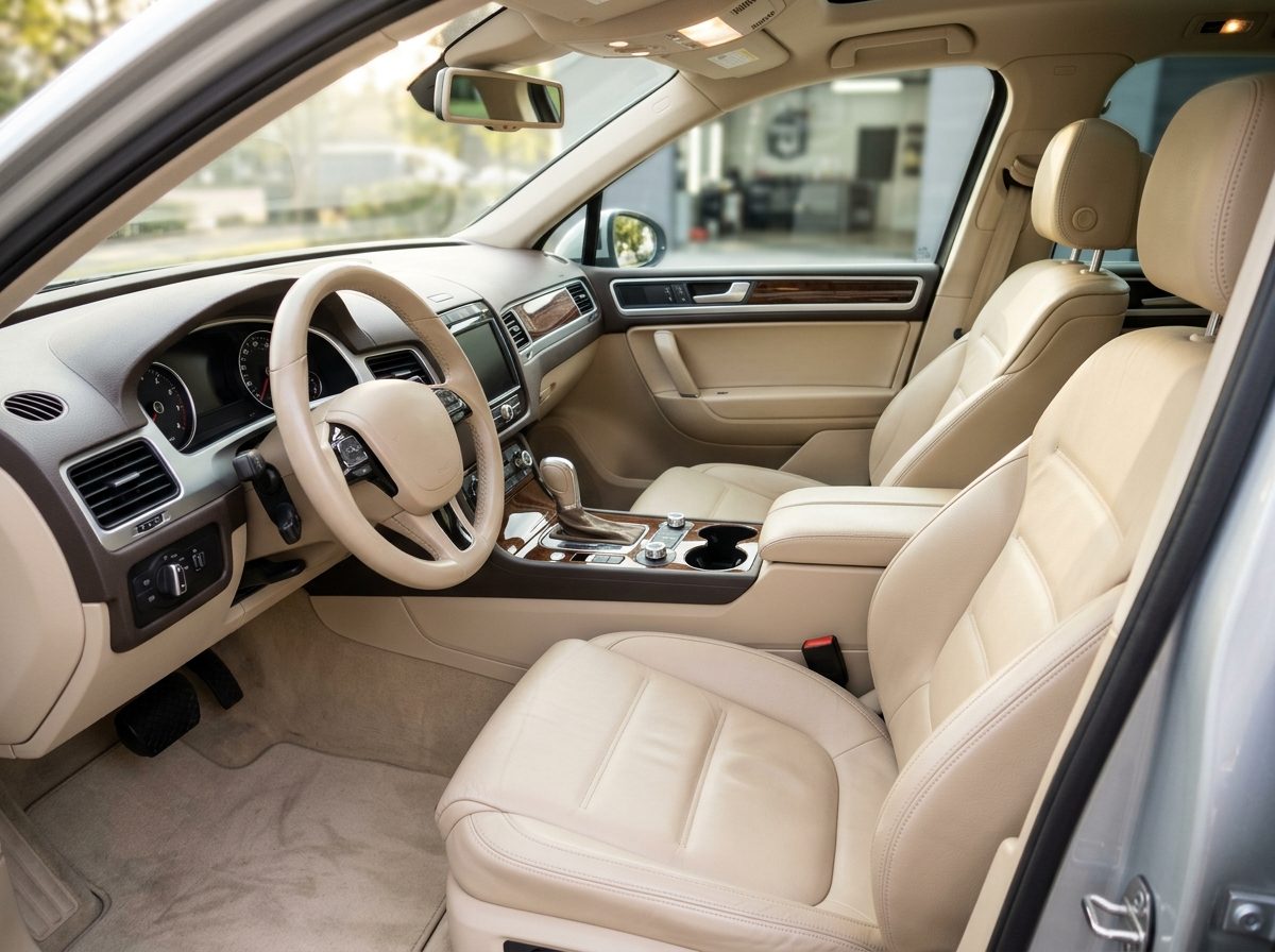 Higienização interna completa de carro com bancos claros